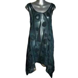 Miriam Carter Feltmaker Sheer Felted Tunic Top in Deep Blue Wearable Art